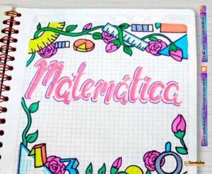 Carátula de Matemáticas para cuaderno escolar, diseño 1