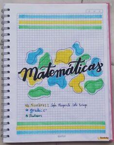 Carátula de Matemáticas para cuaderno escolar, diseño 6