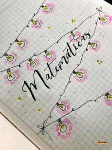 Carátula de Matemáticas para cuaderno escolar, diseño 2