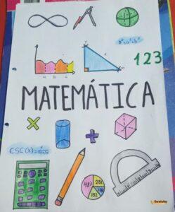 Carátula de Matemáticas para cuaderno escolar, diseño 7