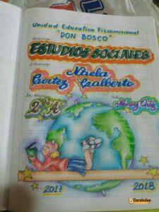 Carátulas de Estudios Sociales: 85 diseños para imprimir 5 Carátula de Estudios Sociales fácil para cuaderno, modelo 5