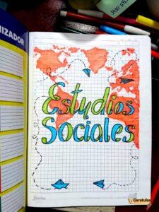 Carátulas de Estudios Sociales: 85 diseños para imprimir 8 Carátula de Estudios Sociales fácil para cuaderno, modelo 8