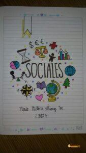 Carátulas de Estudios Sociales: 85 diseños para imprimir 9 Carátula de Estudios Sociales fácil para cuaderno, modelo 9