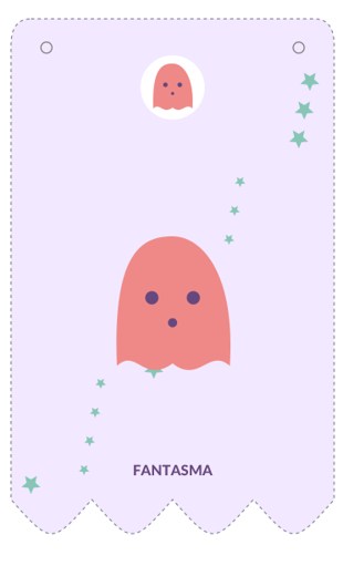 Banderines de Halloween para imprimir: 6 estilos PDF gratis 17 Adorno imprimible original Fantasma, estilo Fantasmitas felices