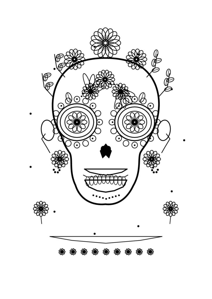 Calavera modelo 2: Círculos florales, vista previa del PDF nuevo