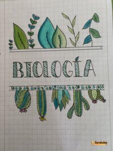 Carátula de Biología para bachillerato, modelo 10 para cuaderno o trabajo escolar