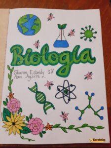 Carátula de Biología para bachillerato, modelo 11 para cuaderno o trabajo escolar