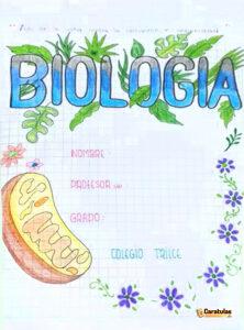 Carátula de Biología para bachillerato, modelo 2 para cuaderno o trabajo escolar
