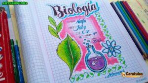Carátula de Biología para bachillerato, modelo 6 para cuaderno o trabajo escolar