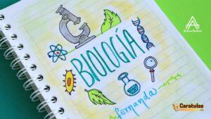 Carátula de Biología para bachillerato, modelo 7 para cuaderno o trabajo escolar