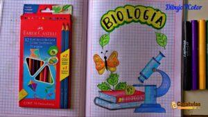 Carátula de Biología para bachillerato, modelo 9 para cuaderno o trabajo escolar