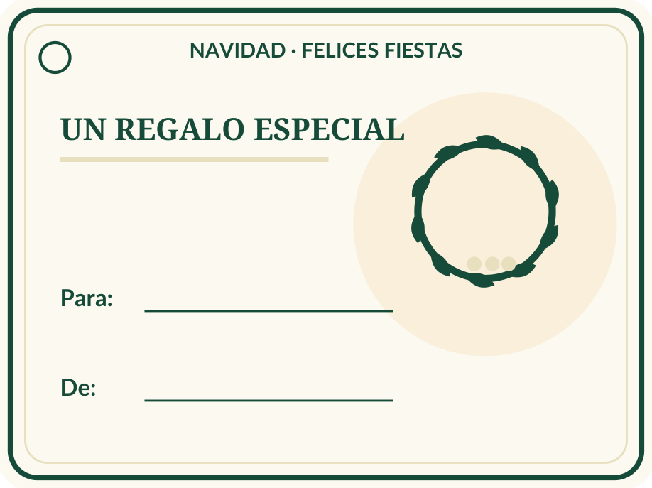 Etiquetas navideñas para regalos: 36 modelos PDF y PNG 10 Etiqueta navideña individual para regalos: Corona de laurel