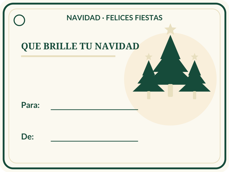 Etiquetas navideñas para regalos: 36 modelos PDF y PNG 14 Etiqueta navideña individual para regalos: Bosque encantado