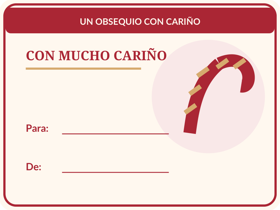 Etiquetas navideñas para regalos: 36 modelos PDF y PNG 15 Etiqueta navideña individual para regalos: Bastón dulce