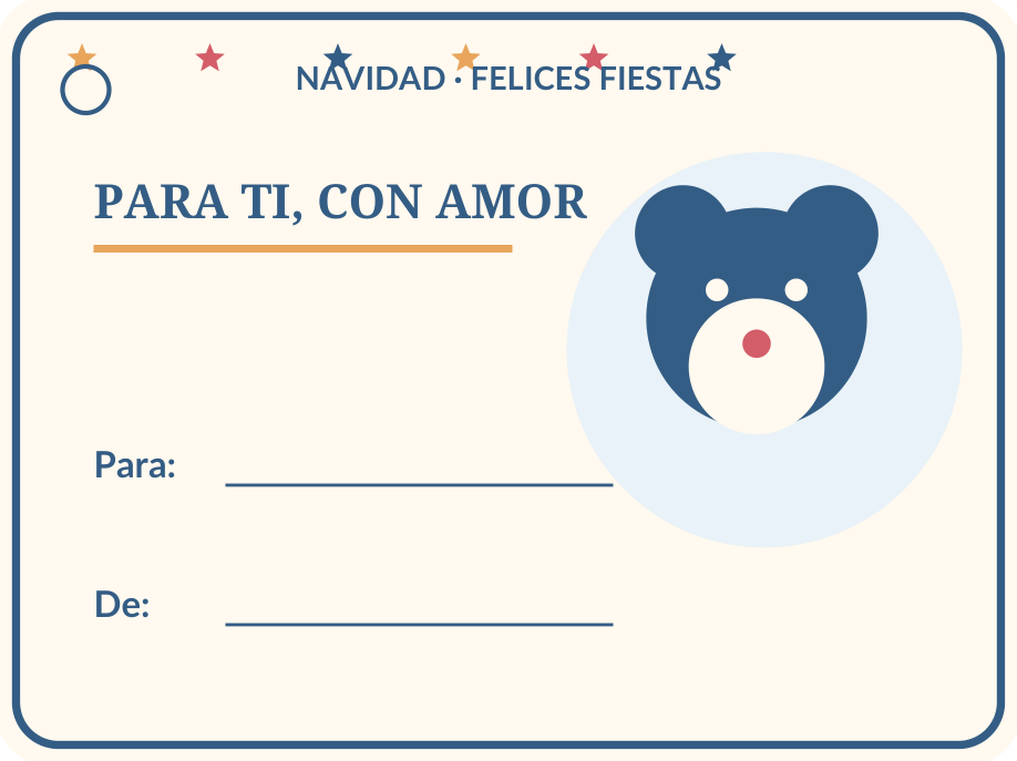 Etiquetas navideñas para regalos: 36 modelos PDF y PNG 34 Etiqueta navideña individual para regalos: Osito invernal