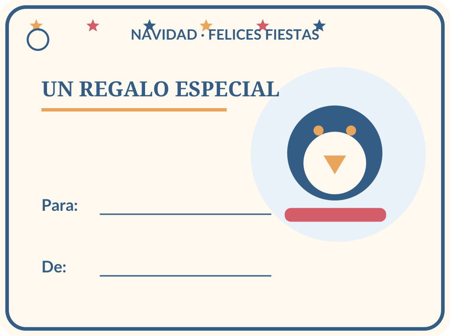 Etiquetas navideñas para regalos: 36 modelos PDF y PNG 38 Etiqueta navideña individual para regalos: Pingüino con bufanda