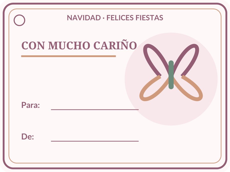 Etiquetas navideñas para regalos: 36 modelos PDF y PNG 43 Etiqueta navideña individual para regalos: Mariposa de luz
