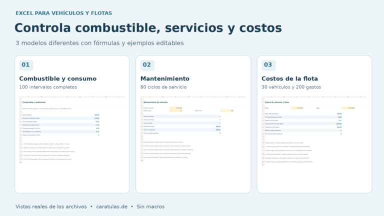 Gastos de vehículos y flotas en Excel: tres modelos reales