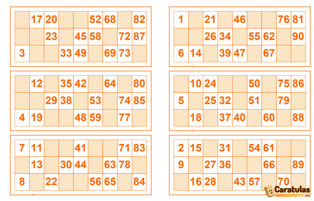 Cartones de Bingo para Imprimir GRATIS