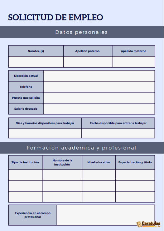 Formato de Solicitud de Empleo para Llenar PDF y Word 16 Formato de Solicitud de Empleo para Llenar PDF y Word
