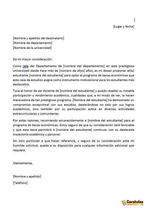 Plantilla de Carta de Recomendación en Word 18 Plantilla de Carta de Recomendación en Word