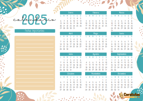 Calendario 2025 para Imprimir: Descargar Gratis en PDF 14 Calendario 2025 para Imprimir: Descargar Gratis en PDF