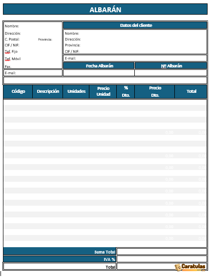 Modelo Albarán excel y word para descargar 1 Modelo Albarán excel y word para descargar