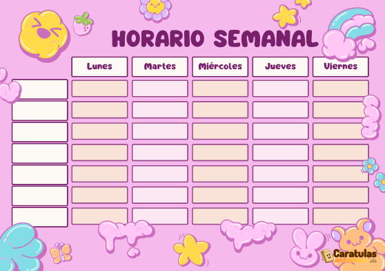 Horarios de clases para imprimir: plantillas de horario escolar gratis 13 Horarios de clases para imprimir: plantillas de horario escolar gratis