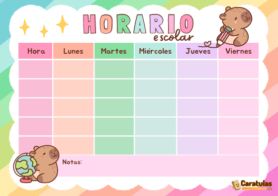 Horarios de clases para imprimir: plantillas de horario escolar gratis 18 Horarios de clases para imprimir: plantillas de horario escolar gratis