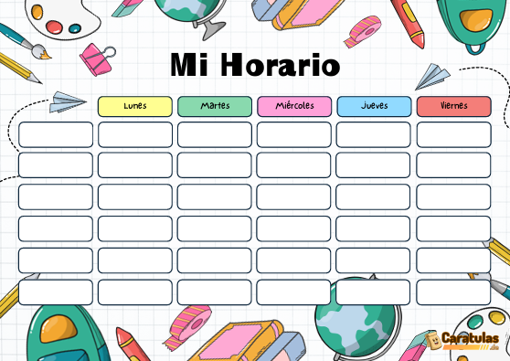 Horarios de clases para imprimir: plantillas de horario escolar gratis 19 Horarios de clases para imprimir: plantillas de horario escolar gratis