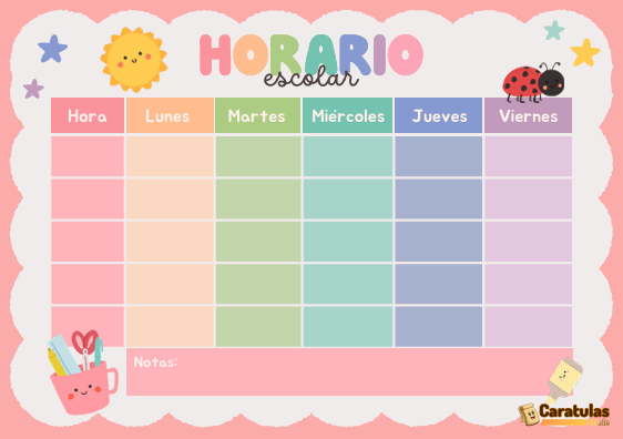 Horarios de clases para imprimir: plantillas de horario escolar gratis 20 Horarios de clases para imprimir: plantillas de horario escolar gratis