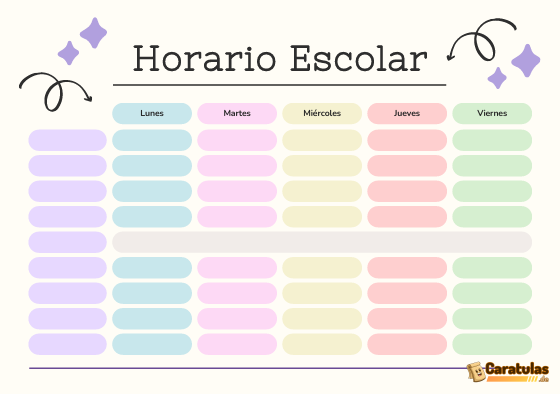 Horarios de clases para imprimir: plantillas de horario escolar gratis 23 Horarios de clases para imprimir: plantillas de horario escolar gratis