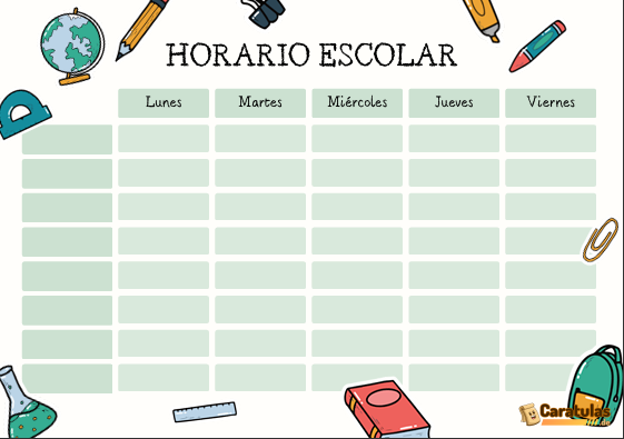 Horarios de clases para imprimir: plantillas de horario escolar gratis 24 Horarios de clases para imprimir: plantillas de horario escolar gratis