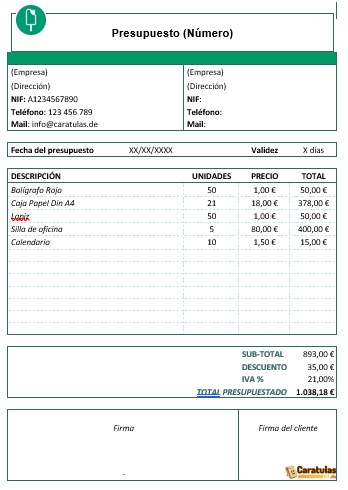 Plantilla Presupuesto Word PDF Excel para Editar y Descargar Gratis 1 Plantilla Presupuesto Word PDF Excel para Editar y Descargar Gratis