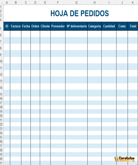 Plantilla Hoja de Pedido en Excel para Descargar y Editar 15 Plantilla Hoja de Pedido en Excel para Descargar y Editar