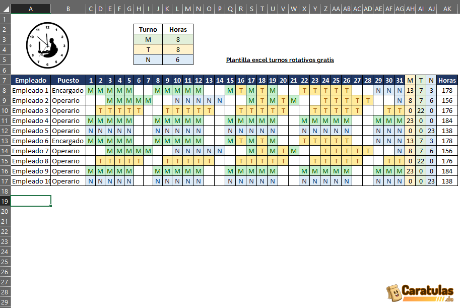 Plantilla para Turnos de Trabajo en Excel para Editar y Descargar Gratis 1 Plantilla para Turnos de Trabajo en Excel para Editar y Descargar Gratis