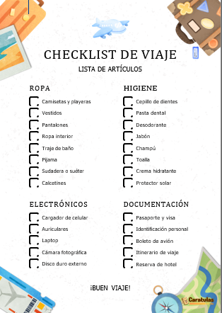 Plantilla Checklist para viaje en Word Editable para Imprimir 23 Plantilla Checklist para viaje en Word Editable para Imprimir