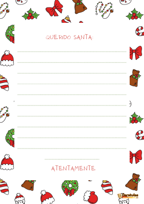 Carta para Santa Claus para Imprimir - Platilla para Descargar Gratis