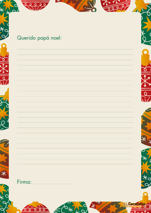Carta para Santa Claus para Imprimir - Platilla para Descargar Gratis