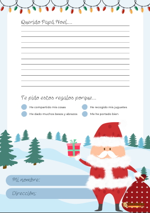 Carta para Santa Claus para Imprimir - Platilla para Descargar Gratis
