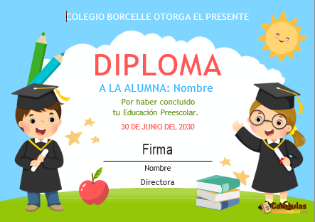 Diploma para Niños en Word Editable para imprimir gratis