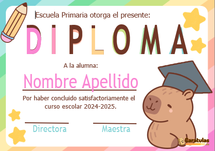 Diploma para Niños en Word Editable para imprimir gratis