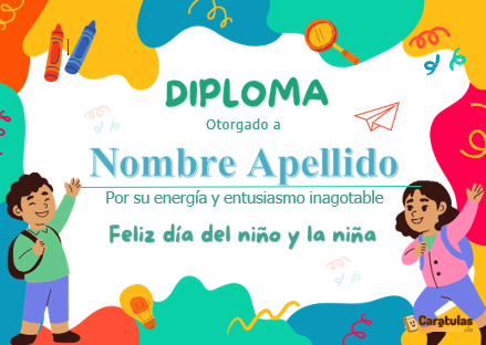 Diploma para Niños en Word Editable para imprimir gratis