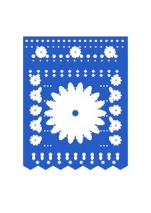 Papel picado de Día de Muertos Mandala azul, imagen real del PDF