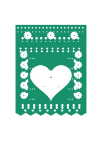 Papel picado de Día de Muertos Corazón de flores, imagen real del PDF
