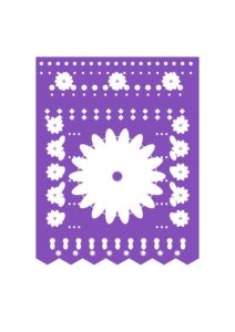 Papel picado de Día de Muertos Mandala violeta, imagen real del PDF