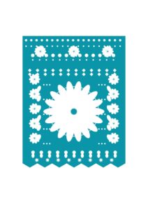 Papel picado de Día de Muertos Encaje turquesa, imagen real del PDF