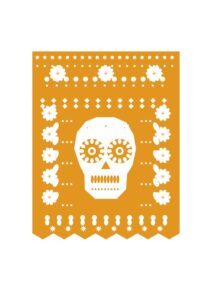 Papel picado de Día de Muertos Calavera dorada, imagen real del PDF