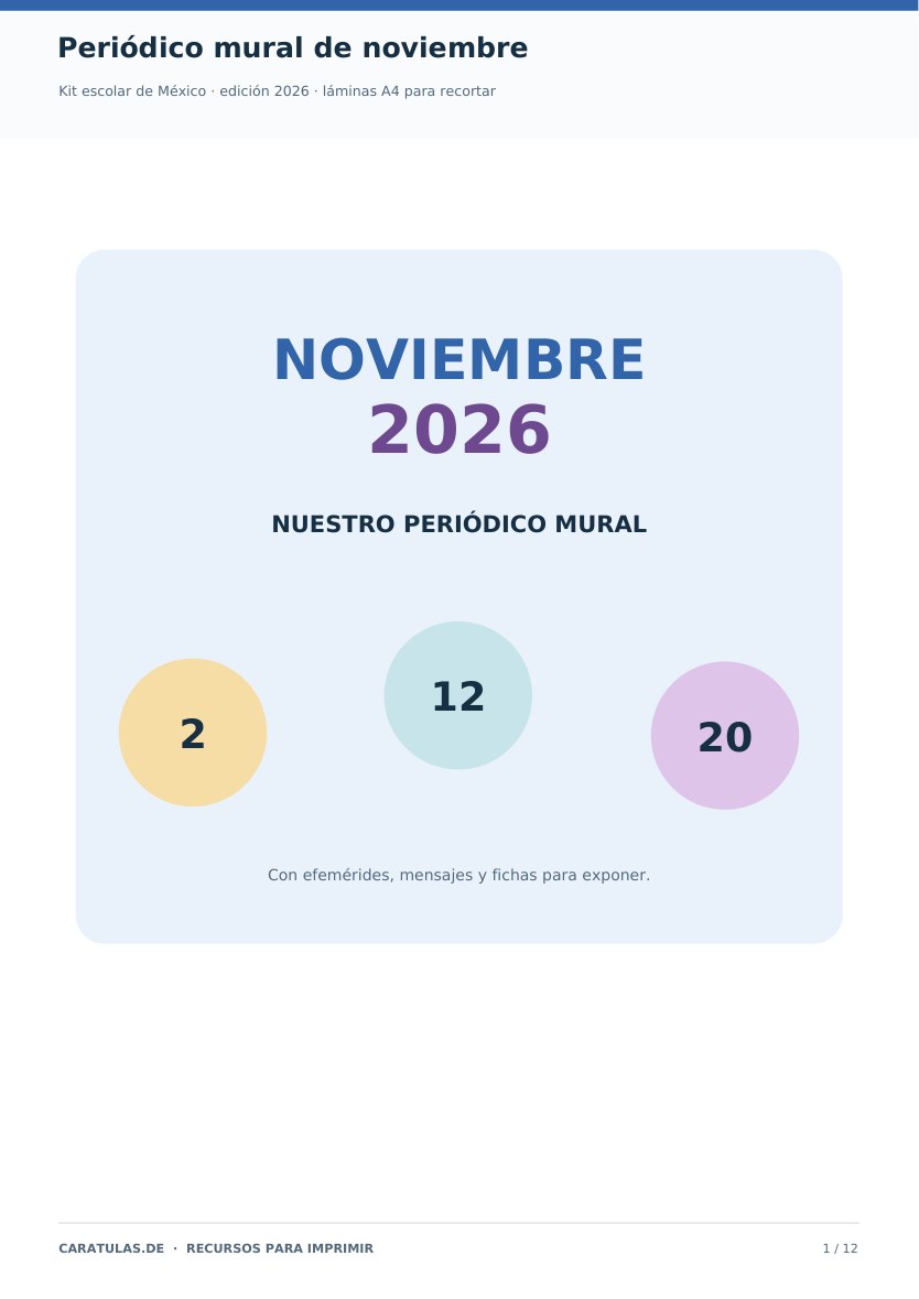 Portada del kit PDF de periódico mural para noviembre de 2026 en México